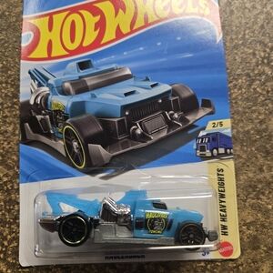 Mattel Hot Wheels Haulerback Toy Car - Light Blue with Black Accents